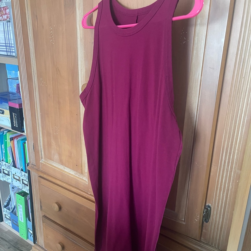 A new day Sleeveless Midi Tank Dress in Deep Berry